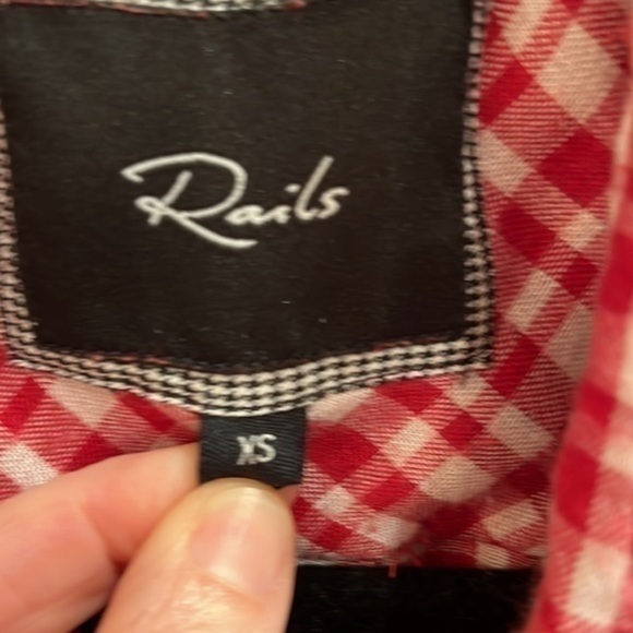 Bright festive red plaid Rails flannel - Picture 3 of 8